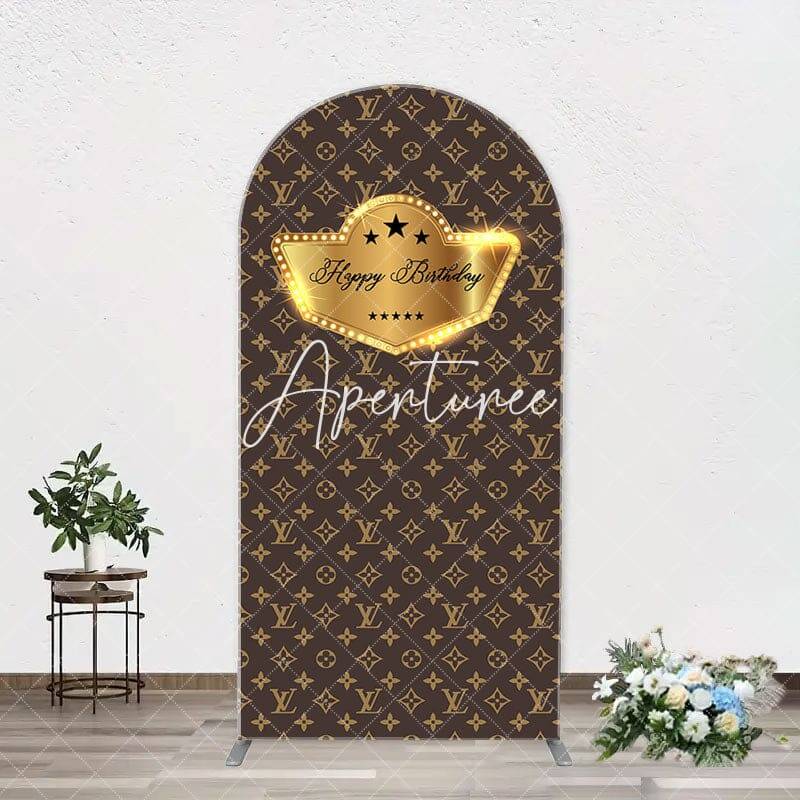 Brown Luxury Leather Brand Arch Birthday Backdrop
