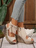 Women's Fashionable Plain Color High Wedge Heels Summer Sandals, Casual Comfortable Platform Sandals, Sandals For Summer