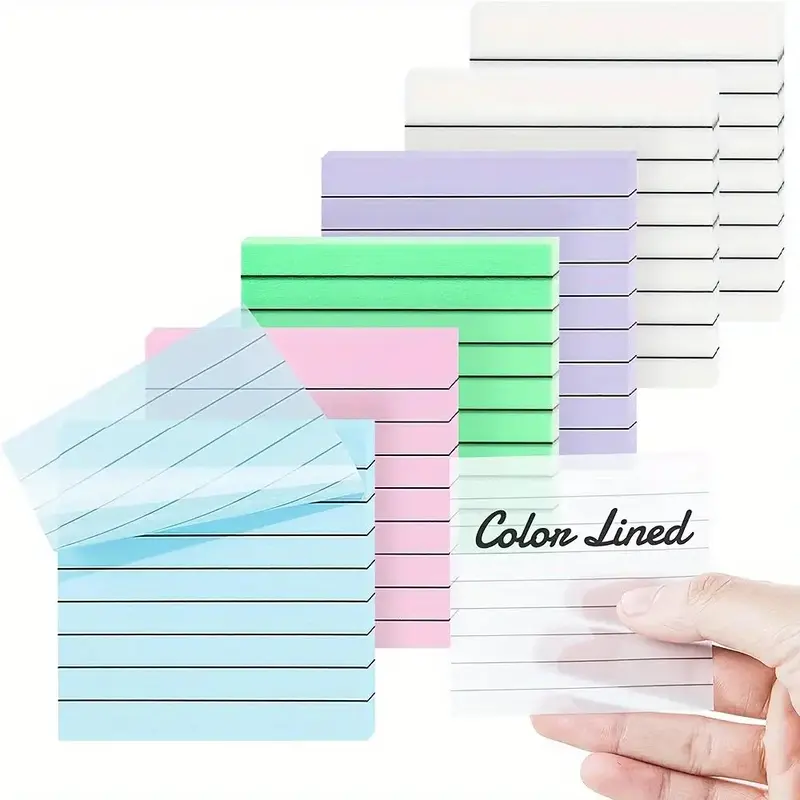 Sticky Note Pad, 6pcs/set Sticky Note with Lines, Translucent Sticky Note, Office School Planner Supplies