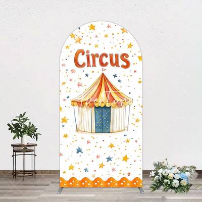 Beige Colorful Stars Circus Birthday Arch Backdrop - Aperturee