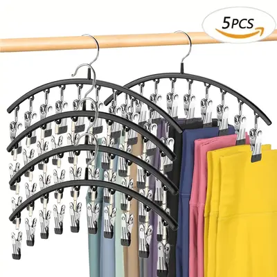 Legging Organizer for Closet, Metal Yoga Pants Hangers 2 Pack w/10 Clips Holds 20 Leggings, Space Saving Hanging Closet Organ...