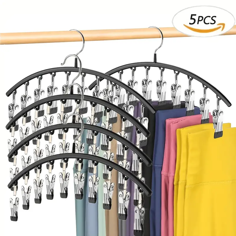 Legging Organizer for Closet, Metal Yoga Pants Hangers 2 Pack w/10 Clips Holds 20 Leggings, Space Saving Hanging Closet Organ...