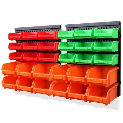 SWANLAKE 30PCS Wall Mounted Storage Bins, Plastic Garage Rack,Screw Storage,Tool Organizers. Boxes Hand tool holder loaded to...