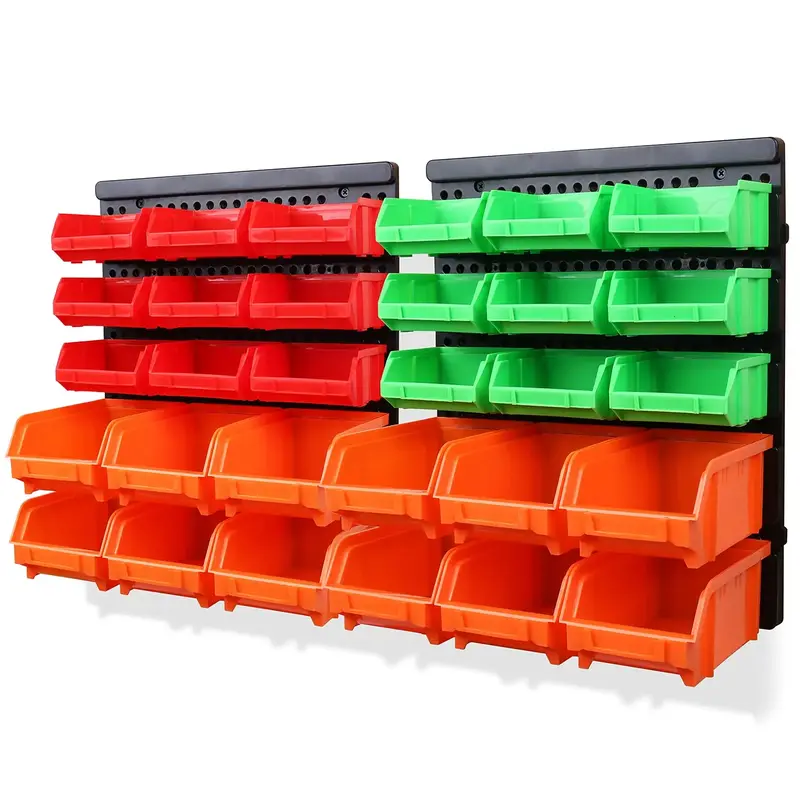 SWANLAKE 30PCS Wall Mounted Storage Bins, Plastic Garage Rack,Screw Storage,Tool Organizers. Boxes Hand tool holder loaded to...
