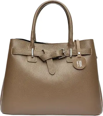 Anna Luchini Borsa A Mano In Pelle Da Donna tinta fango