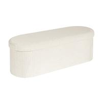 B FSOBEIIALEO Ottoman With Storage Bench, Boucle Footstool Oval, Sherpa Foldable Foot Rest, 43.3 Inches Collapsible End Of Be...