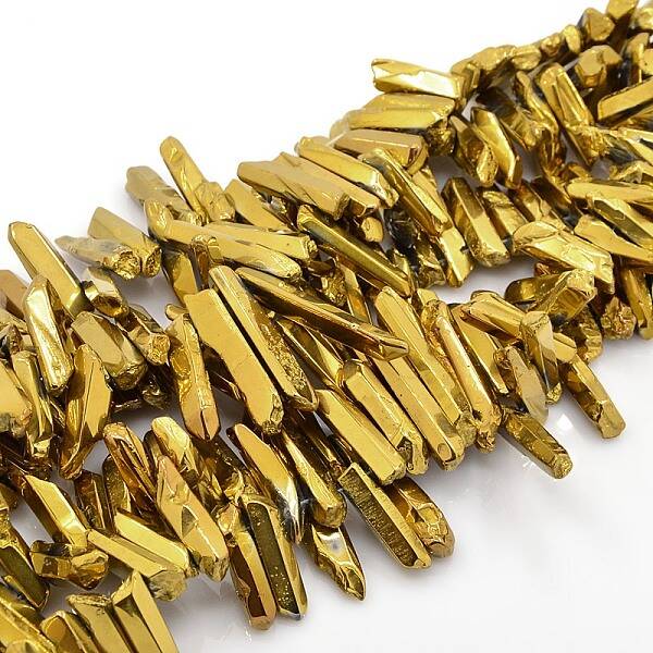 Electroplated Natural Quartz Crystal Beads Strands