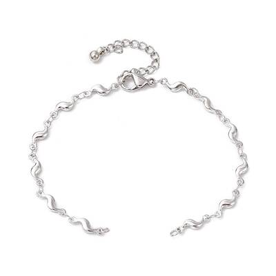 304 Stainless Steel Wave Link Chain Bracelet Making