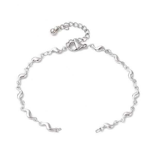 304 Stainless Steel Wave Link Chain Bracelet Making