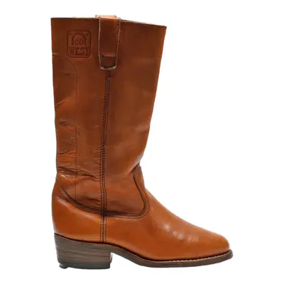 GO WEST Cowboy Boots Orange Leather Womens UK 8
