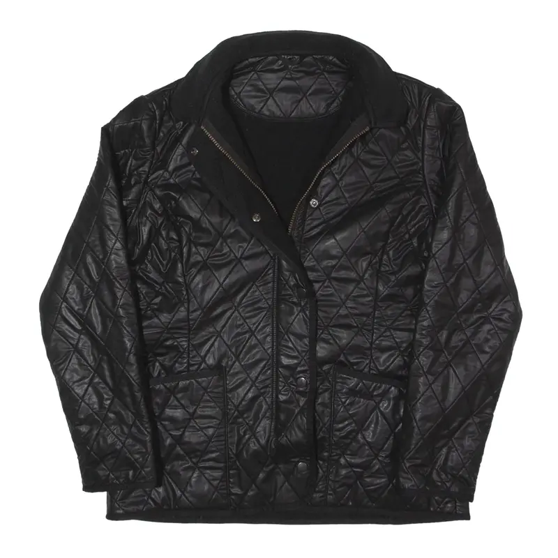 BARBOUR Carbon Fleece Lined Quilted Jacket Black Womens UK 10
