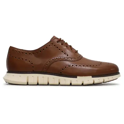 Cole Haan Zerogrand Remastered Wingtip Leather Men's Lace Up Shoes - British Tan Ivory - Size:US 9.5 Men