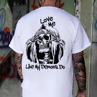 LOVE ME LIKE MY DEMONS DO Skull Love Print Men’s T-Shirt, Top Menswear Cotton Tee Shirt, Unisex Fashion, Soft Fabric, Short...
