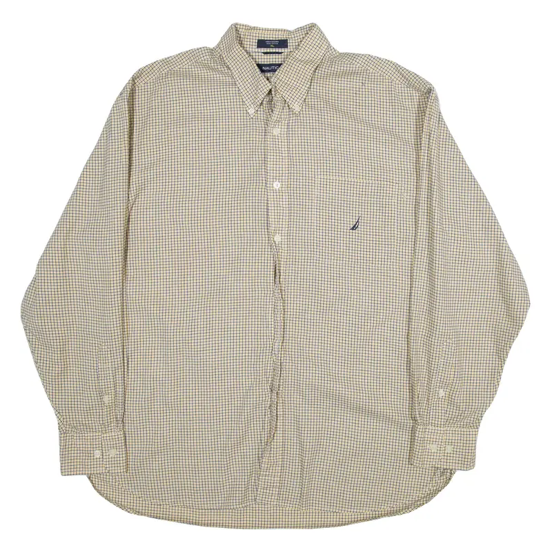 NAUTICA Mens Shirt Yellow Check Long Sleeve XL