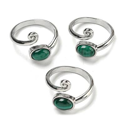 Natural Malachite Adjustable Rings