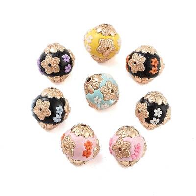 Alloy with Resin with Glass Handmade Indonesia Beads
