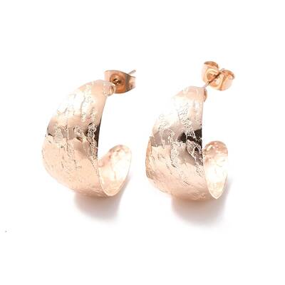 Ion Plating(IP) 304 Stainless Steel Chunky C-shape Stud Earrings