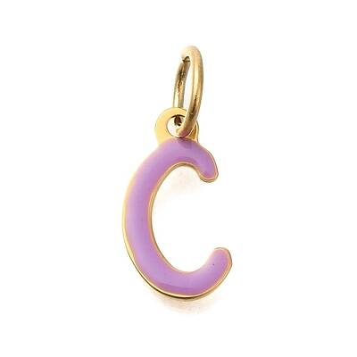 Ion Plating(IP) 304 Stainless Steel Enamel Alphabet Charms