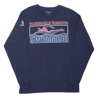 CHAMPION Ranch San Dieguito Swimmers USA T-Shirt Blue Long Sleeve Boys M