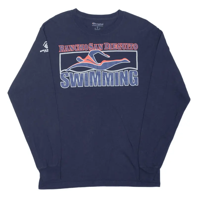 CHAMPION Ranch San Dieguito Swimmers USA T-Shirt Blue Long Sleeve Boys M