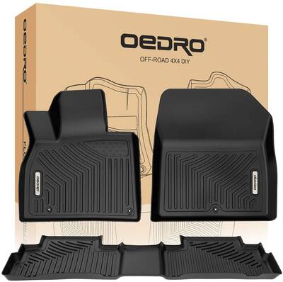 OEDRO Floor Mats for 2020-2025 Kia Telluride, Unique Black TPE All-Weather Guard Full Set Liners