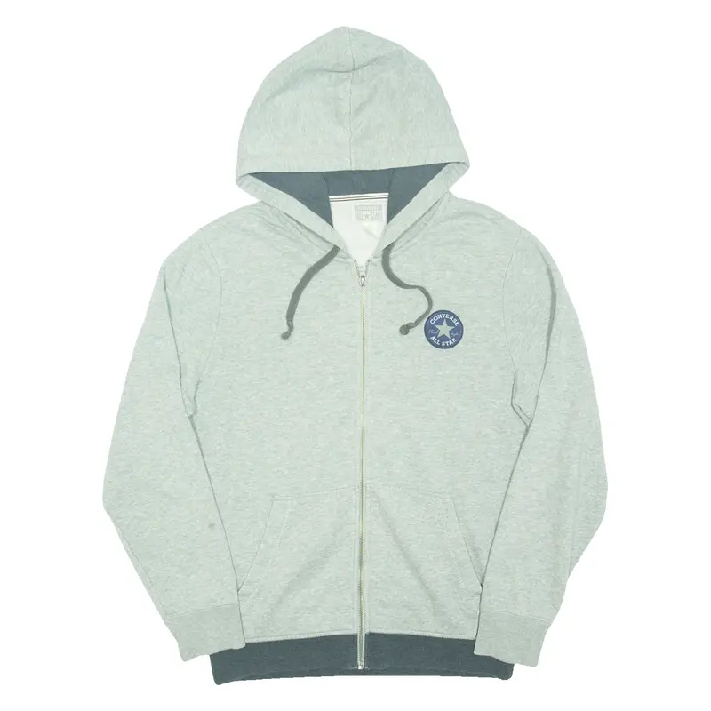 CONVERSE Womens Grey Hoodie Full Zip S