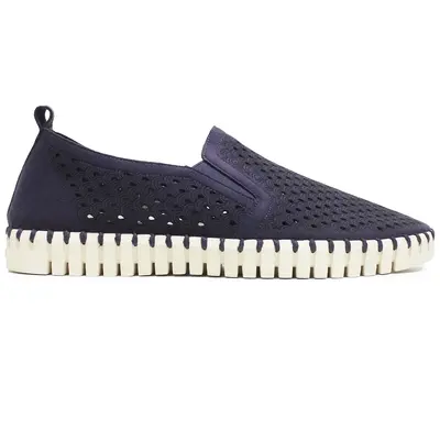 Ilse Jacobsen Tulip 140 Textile Men's Loafers Shoes - Navy - Size:US 13 Men