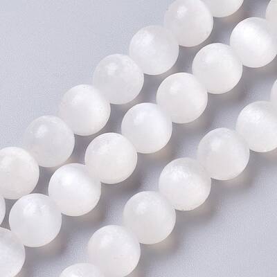 Natural Selenite Beads Strands