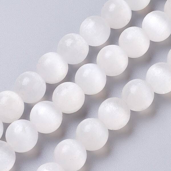 Natural Selenite Beads Strands