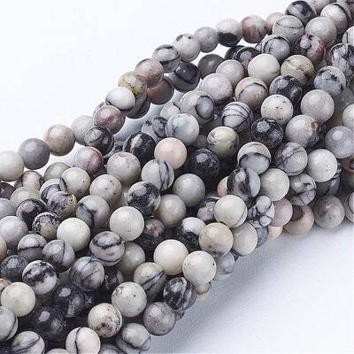 15 inch Black Silk Stone/Netstone Strands