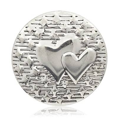 Carved Heart Iron Flat Round Pendants