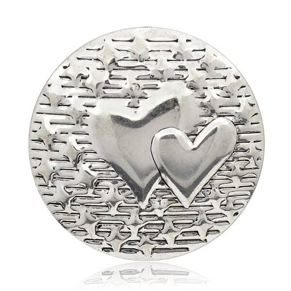 Carved Heart Iron Flat Round Pendants