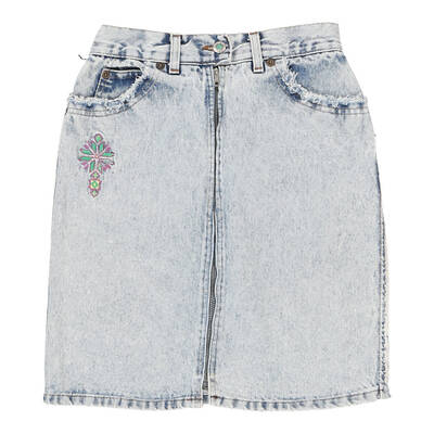 Casucci Mini Denim Skirt - 26W UK 6 Acid Wash Cotton