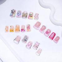 Y2K Style Press on Fake Nail, 10pcs/set Heart & Butterfly & Cherry Decor Fashion Press on Nails for Women & Girls DIY Nail Ar...