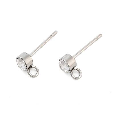 Non-Tarnish 202 Stainless Steel Rhinestone Stud Earring Findings