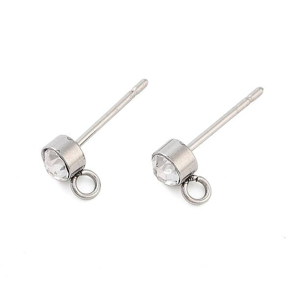 Non-Tarnish 202 Stainless Steel Rhinestone Stud Earring Findings