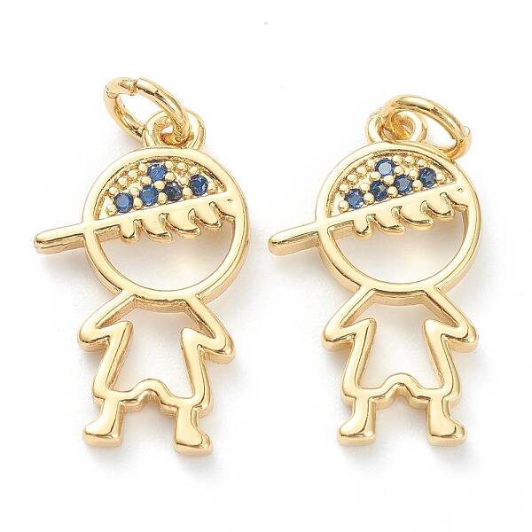 Brass Micro Pave Blue Cubic Zirconia Pendants
