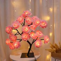 Rose Flower Design Tree Night Light, USB Powered Table Lamp, Room Lights for Bedroom, Versatile Holiday Decoration Lights Fo...
