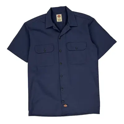 Dickies Short Sleeve Shirt - Small Navy Polyester Blend