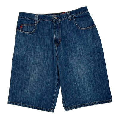 Fubu Embroidered Denim Shorts - 40W 14L Blue Denim