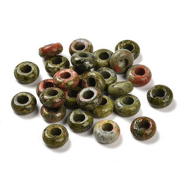 Natural Unakite European Beads
