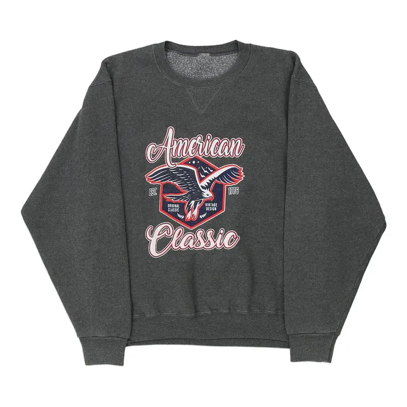 Unbranded Graphic Sweatshirt - Small Grey Cotton Blend