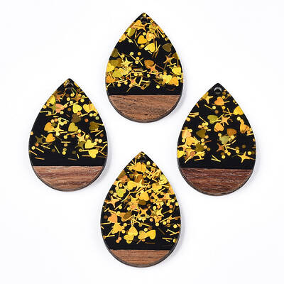Opaque Resin & Walnut Wood Pendants
