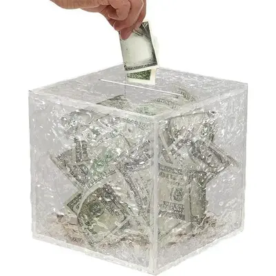 Fashion Money Saving Challenge Box for Mean Girls Decorations, 1 Count Saving Money Challenge Acrylic Piggy Bank, Cube Design...