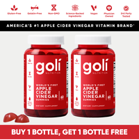 2 Bottles of Goli Apple Cider Vinegar Gummy Vitamins - Vitamin B12, Gelatin-Free, Gluten-Free, Vegan & Non-GMO.