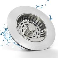 3-in-1 Kitchen Sink Drain Strainer, Stainless Steel Sink Plug, Deodorizing Anti-Clog Basket Strainer for US Standard 3-1/2 In...