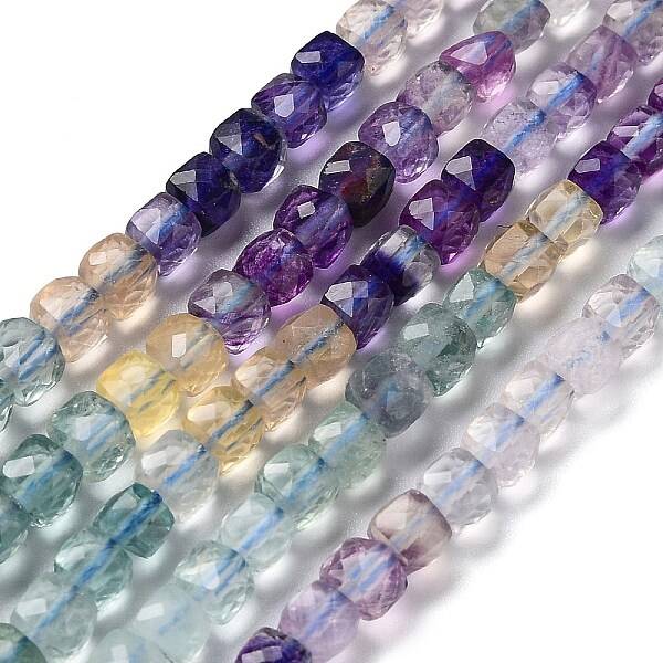 Gradient Color Natural Colorful Fluorite Beads Strands