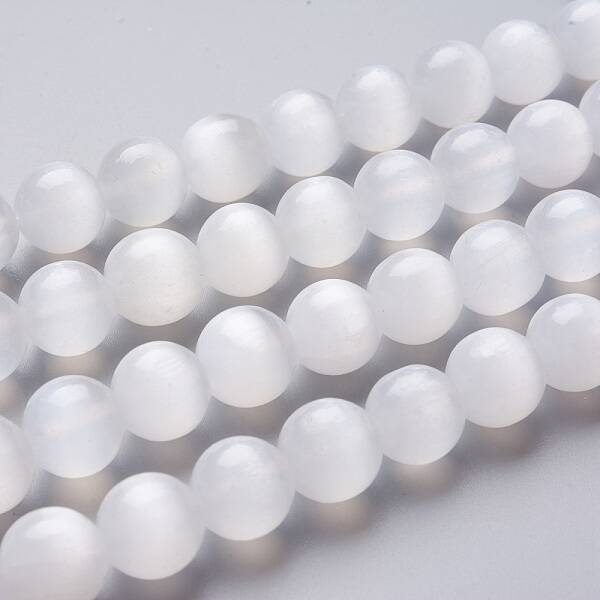 Natural Selenite Beads Strands