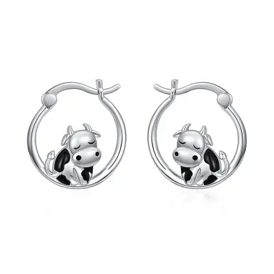 Sterling Silver Cow Earrings For Women
