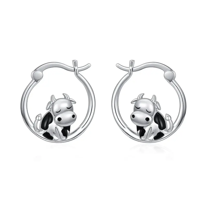 Sterling Silver Cow Earrings For Women